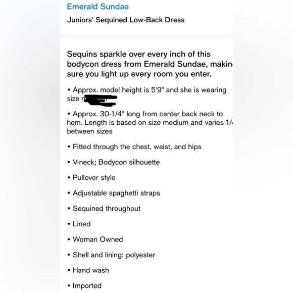 Emerald Sundae Pink Sequins Mini Cocktail Dress Padded Bra Adjustable Strap XXL - Picture 10 of 16